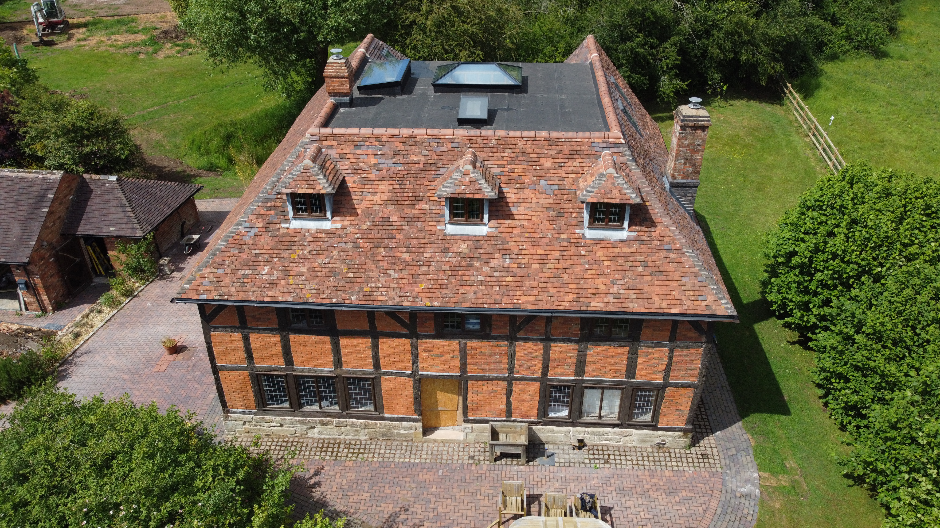 Aerial view — barn conversion under restoration