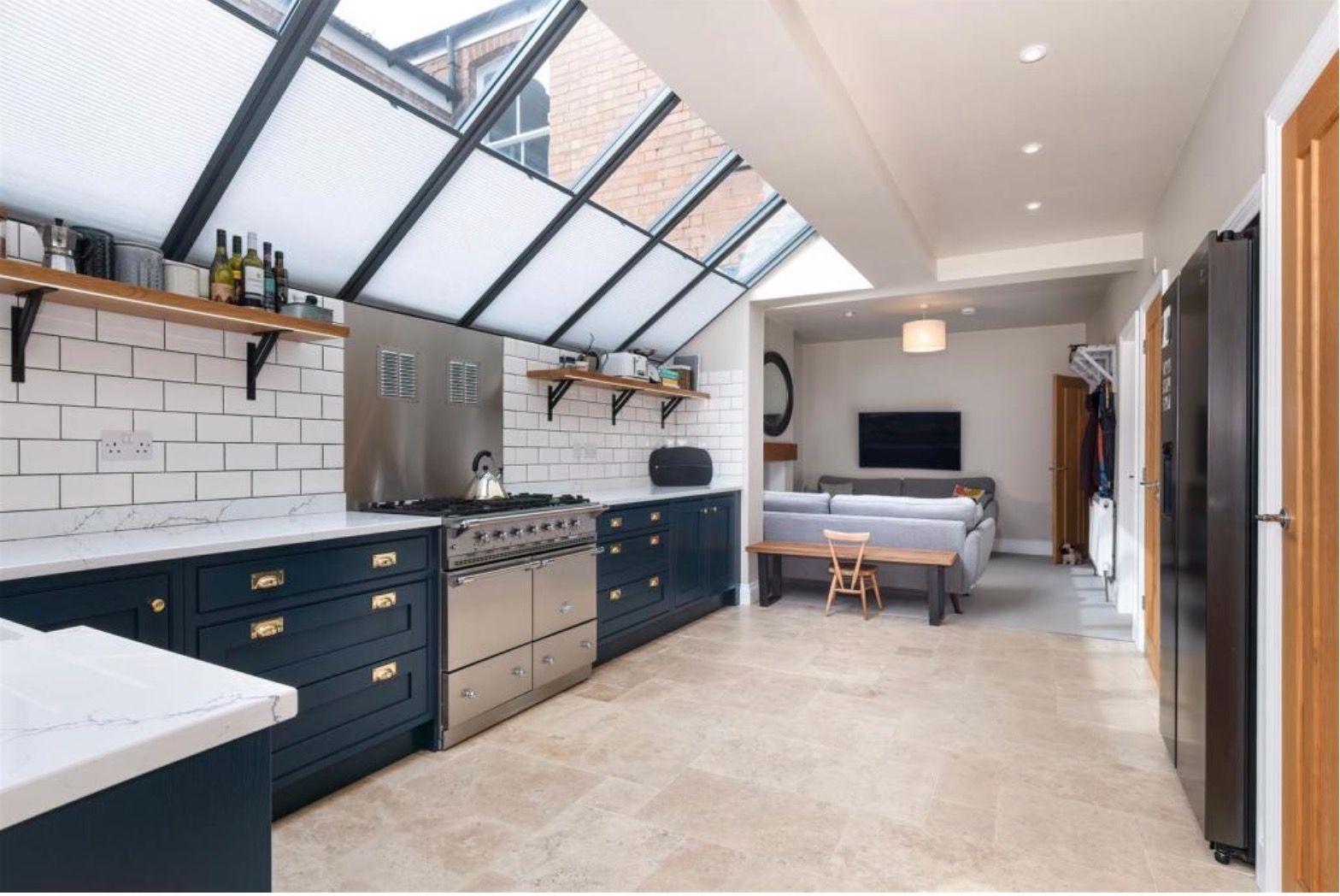 Open-plan kitchen with lantern roof extension